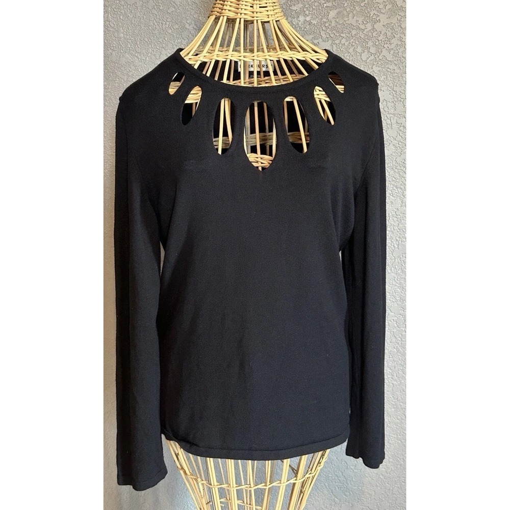 Parkhurst Black Sweater Women's Med Key Holes Long Sleeve Canada Dark Romance